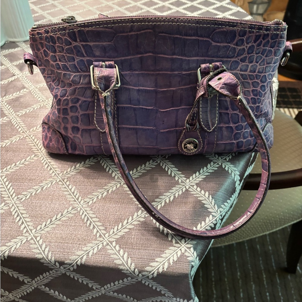 Dooney & Bourke Purple Crocodile-Embossed Shoulder Bag